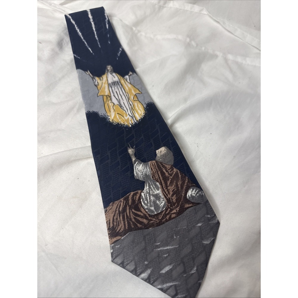 Heavenly Miracle Men's Bible Jesus Christian Religious Blue Neck Tie Dino Romaro